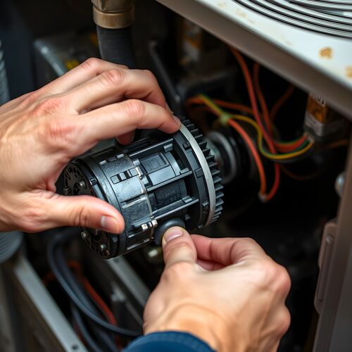 worker replacing an ECM motor